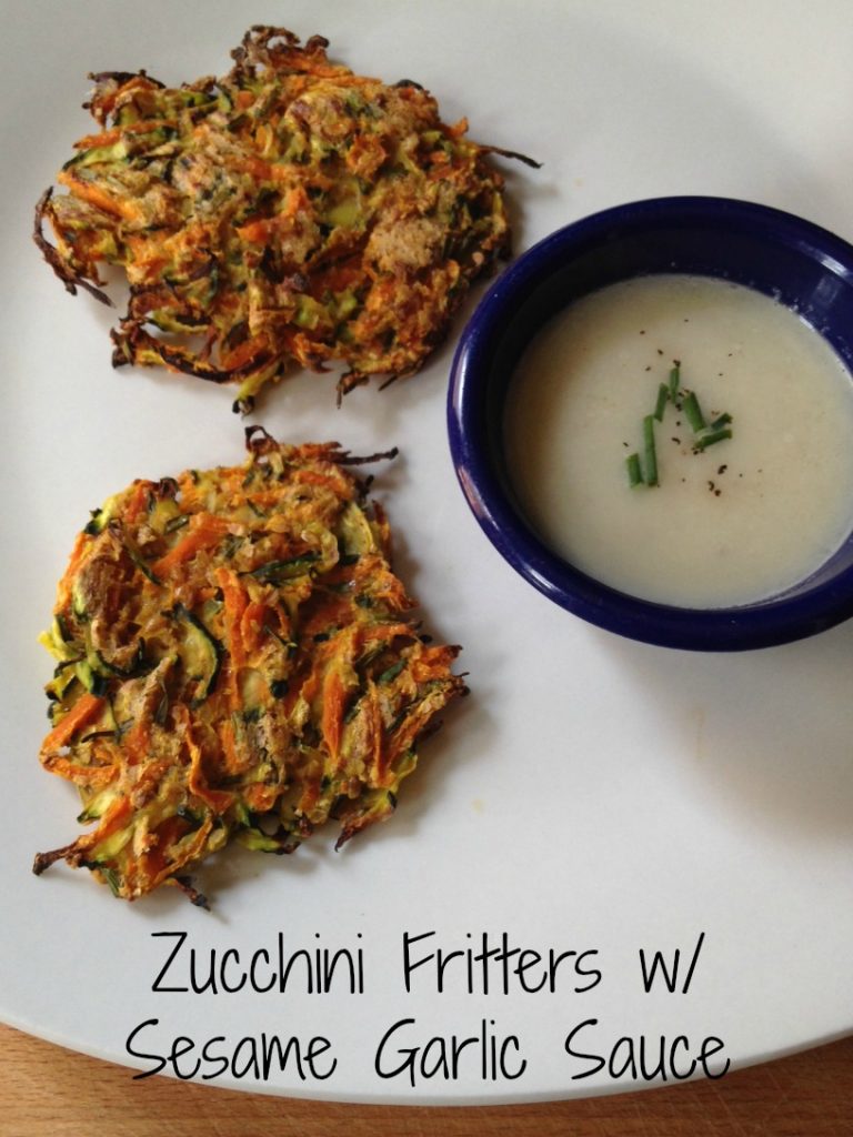 Zucchini Fritters with Sesame Garlic Sauce