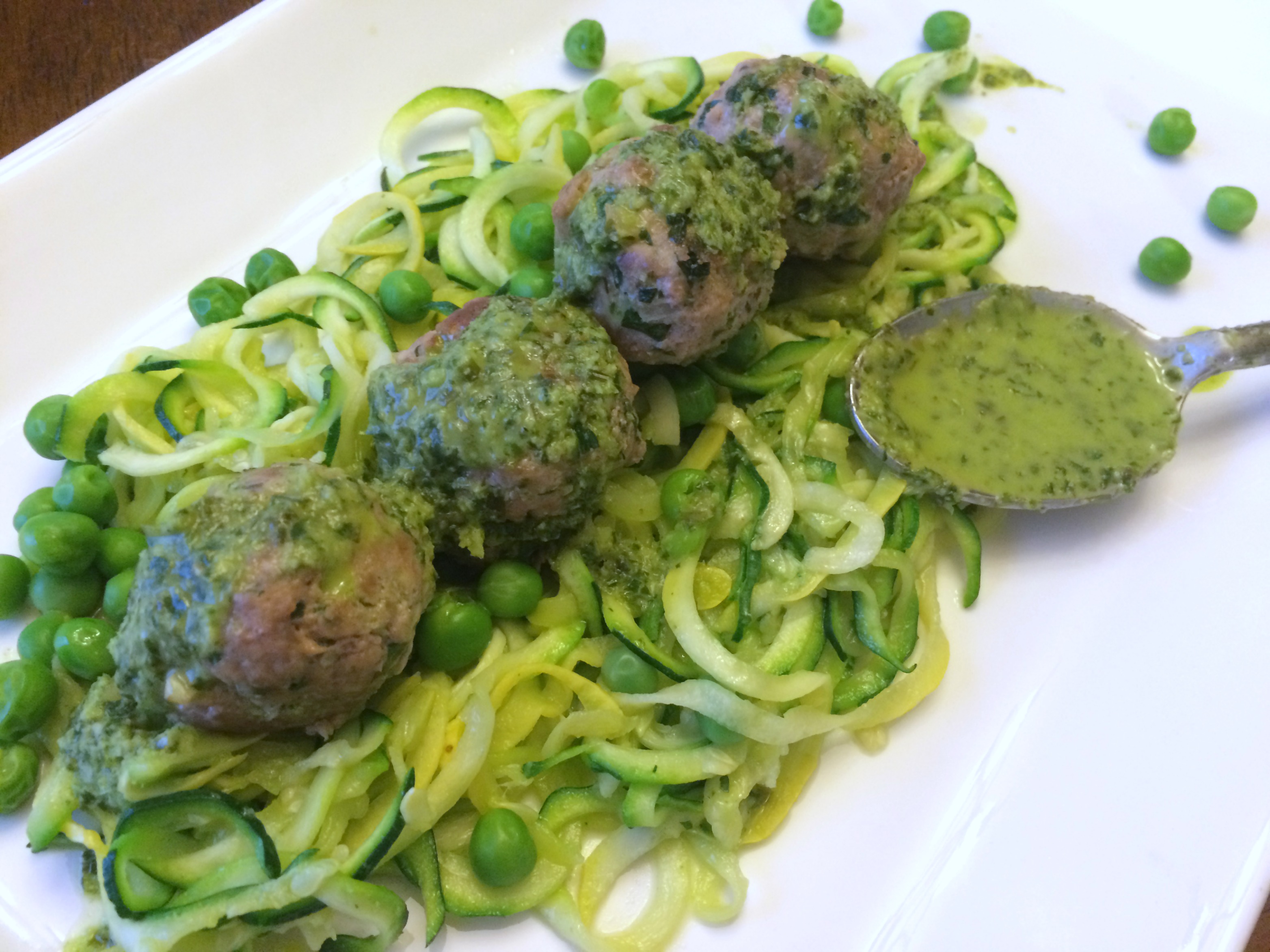 Turkey Meatballs with Zucchini Noodles and Chimichurri Sauce by Conscious Cleanse