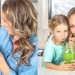 Jules with son drinking smoothie, Jo with daughter drinking smoothie