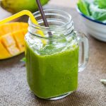 Pumpkin spice green smoothie with mango and spinach