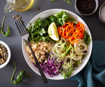 Arugula and Quinoa Vibrancy Bowl with Honey-Lime Cilantro Dressing