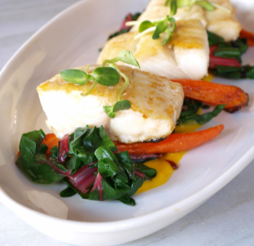 Coconut Glazed Halibut with Butternut Curry Sauce