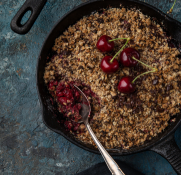 Chocolate Cherry Skillet Crumble