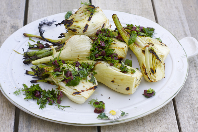 Grilled Fennel with Herbs & Olives