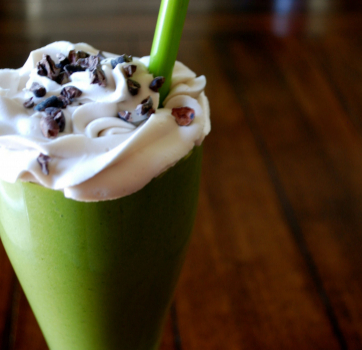 Healthy Shamrock Shake With Homemade Coconut Whipped Cream