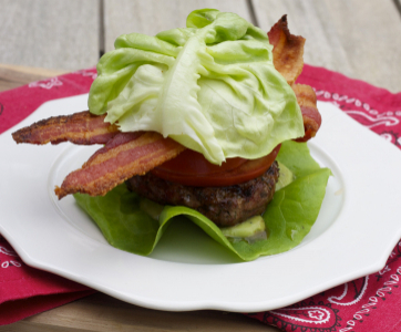 Lamb BLT Burgers + Vegan Avocado “Mayo”