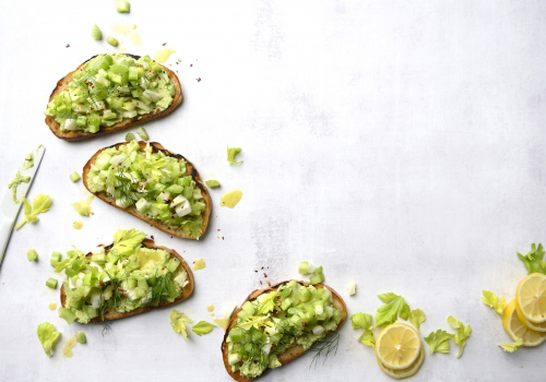 toast with celery mix on top