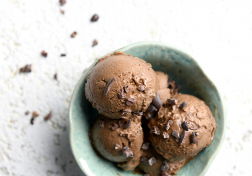 Green bowl with Chocolate Ice cream