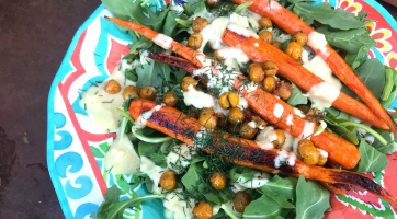 Roasted Carrot and Chickpea Arugula Salad
