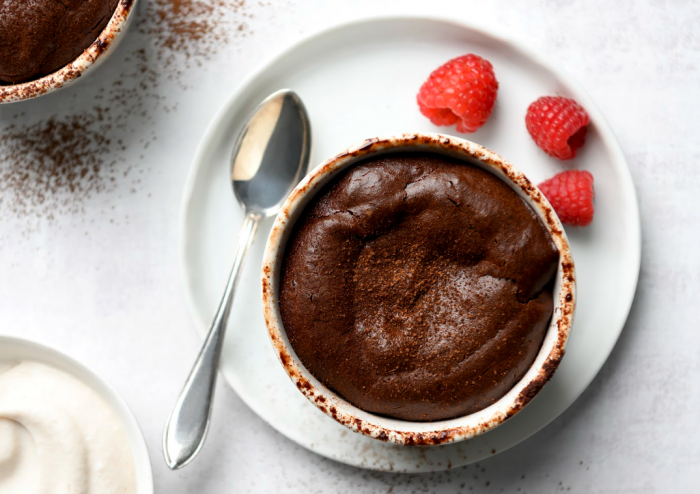 Molten Chocolate Cake with Coconut Whipped Cream