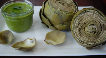 Steamed Artichoke with Cilantro Lime Dipping Sauce