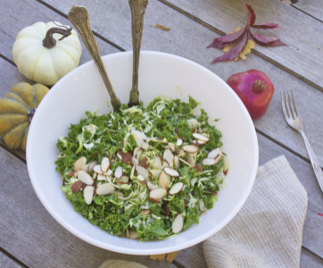 Raw Kale and Brussels Sprouts Salad