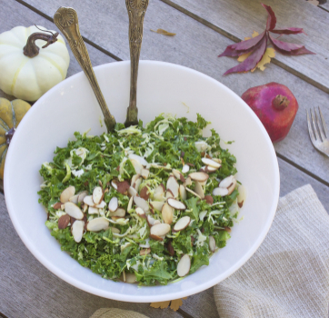 Raw Kale and Brussels Sprouts Salad