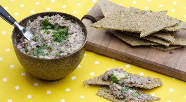 White Bean Artichoke Dip with Rosemary Seed Crackers