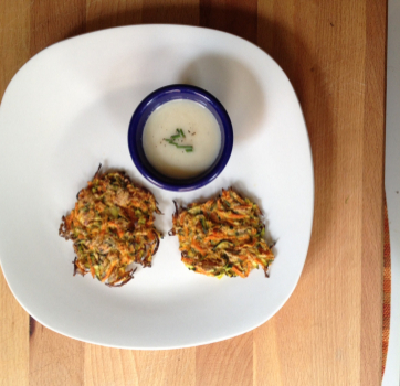 Zucchini Fritters with Sesame Garlic Sauce