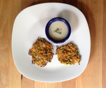 Zucchini Fritters with Sesame Garlic Sauce