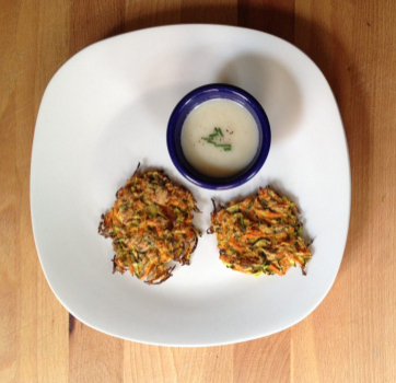 Zucchini Fritters with Sesame Garlic Sauce