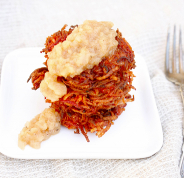 Root Vegetable Latkes with Apple Pear Sauce (+ Bonus Holiday eCookbook!)